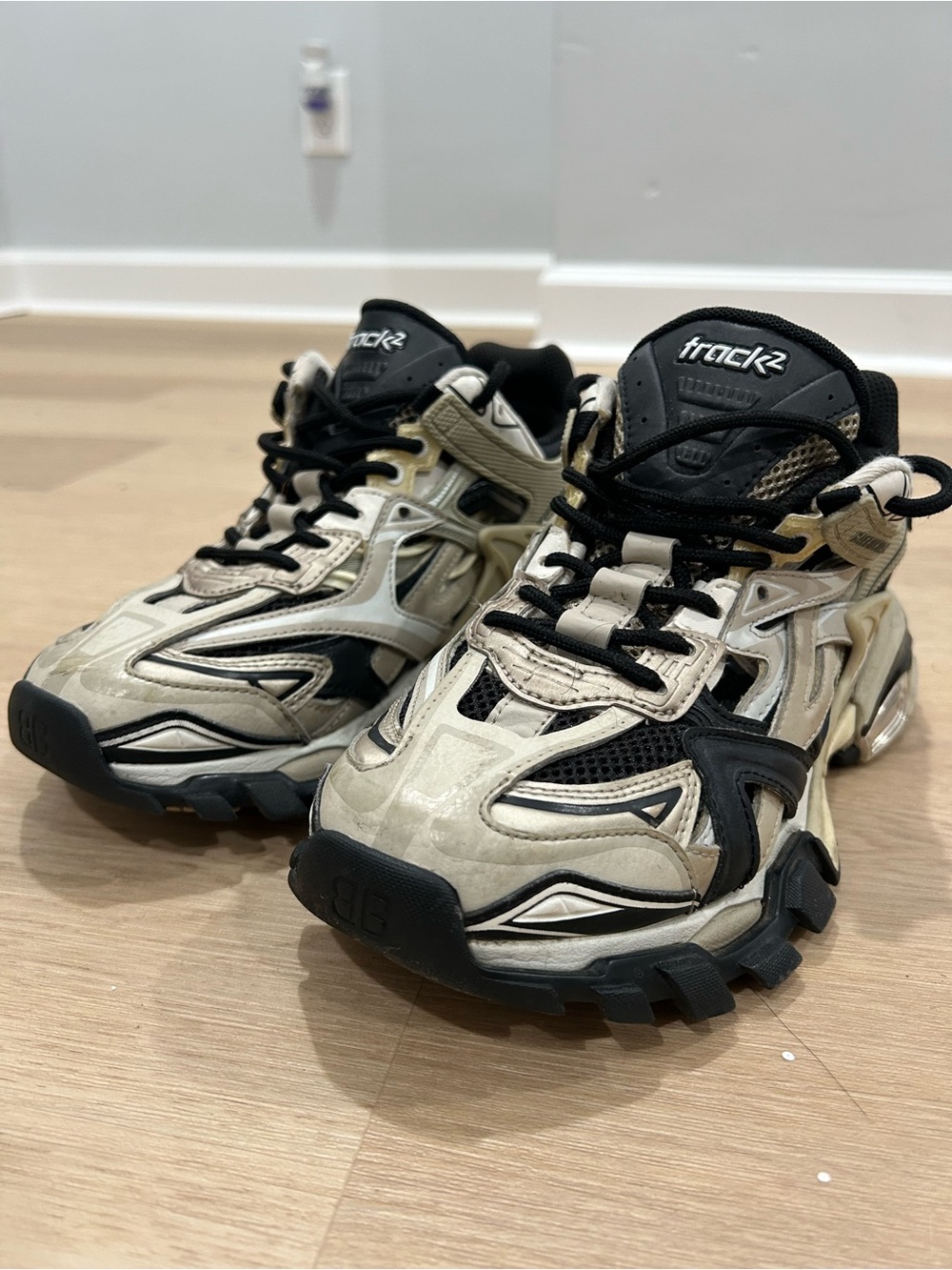 Balenciaga Beige & Black Track Sneakers